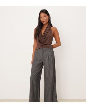 JDY Petite Pantaloni Sartoriali Con Fondo Ampio Grigi Gessati - Marrone