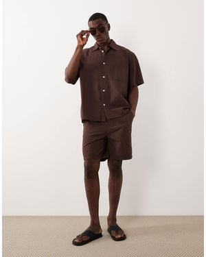 SELECTED Seersucker Shorts - Brown