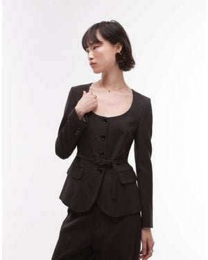 Mango Slim Belted Waist Blazer Co-ord - Black
