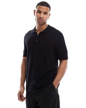 Jack & Jones Knitted Button Through Polo - Blue