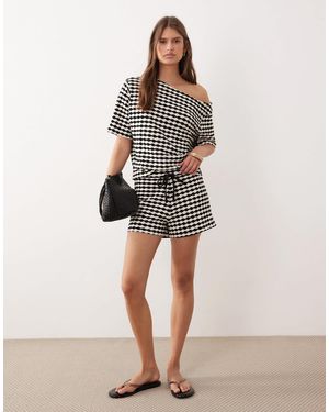 ASOS Crochet Jersey Short Co-ord - Natural