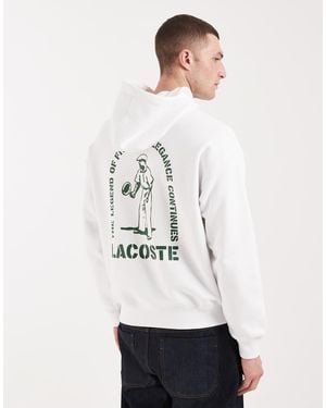 Lacoste Back Print Hoodie - White