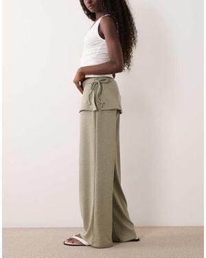 ASOS Broek Met Wijde Pijpen En Sjaaldetail - Naturel