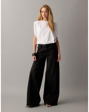 Noisy May Low Rise Wide Leg Jeans - Black