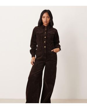 Nobody's Child Petite Mono Largo Marrón De Pana De - Negro