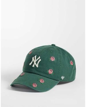 '47 Ny Yankees Womens Multi Scatter Embroidered Rose Icon Clean Up Cap - Green