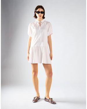 Glamorous Ruffle Trim Puff Sleeve Tiered Mini Dress - White