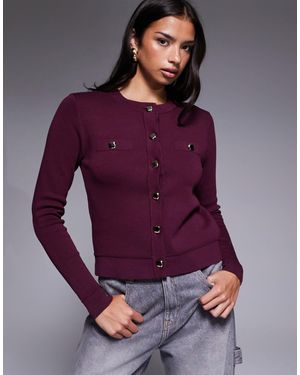 River Island Button Detail Cardigan - Purple