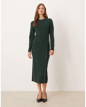 Never Fully Dressed Stud Knit Midaxi Dress - Green