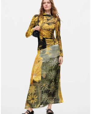 Desigual Long Printed Skirt - Yellow
