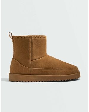 Oysho Leder-ankle-boots - Braun