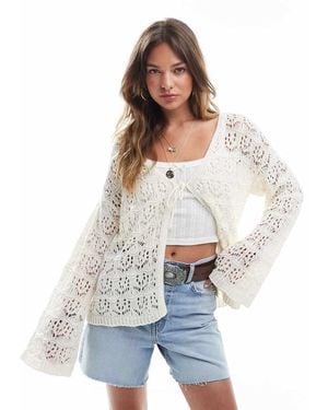 Miss Selfridge Gehaakt Boho Vest Met Gestrikte Voorkant - Wit