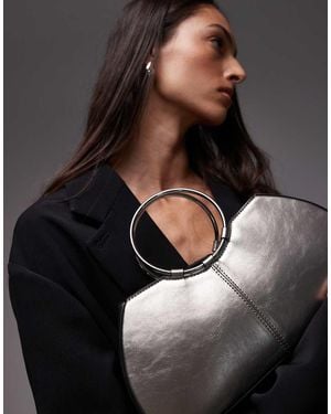 TOPSHOP Griffith Metal Ring Handle Grab Bag - Black