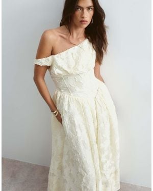 ARRANGE Maxi Korsetjurk Van Jacquard Met Blote Schouders - Wit