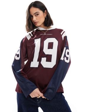 Pull&Bear Football Jersey Long Sleeve Tee - Blue