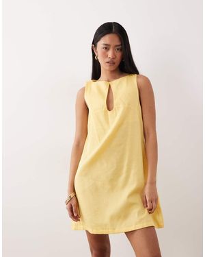 ASOS Slash Neck Keyhole Mini Sundress - Yellow