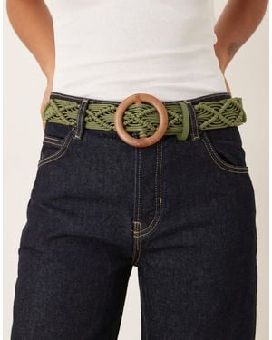 ASOS Macrame Weave Belt With Buckle - Blue