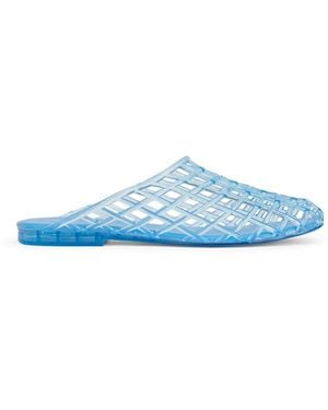 SEQWL Jelly Mule Sandals Mesh Style Slip On Cage Cut-Outs Slides - Blue