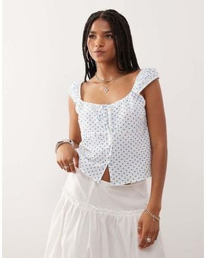 Collusion Tie Front Babydoll Top - White