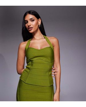 Kaiia Exclusive Premium Sculpting Sweetheart Halterneck Bandage Top - Green