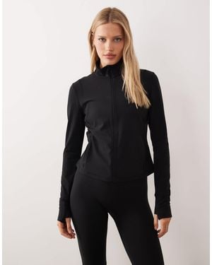 ARKET Co-ord Soft Seamless Zip Up Jacket - Black