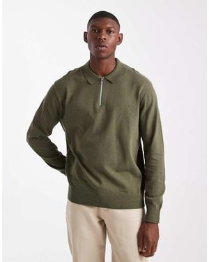 JJ Rebel Half Zip Knit Polo Jumper - Green