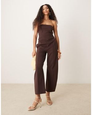 ASOS Joggingbroek Met Wijde Pijpen En Interlocknaden - Naturel