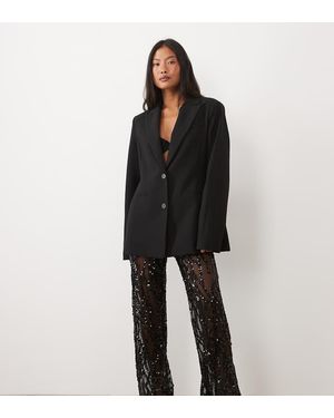 TFNC London Sheer Sequin Wide Leg Trousers - Black