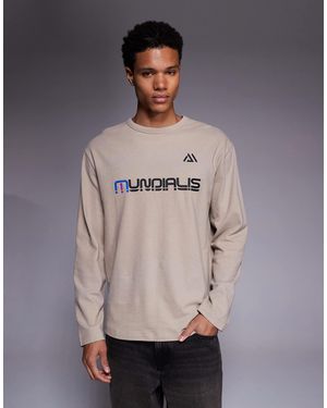 ASOS Heavyweight Relaxed Long Sleeve T-shirt With Sports Text Graphic - Grey