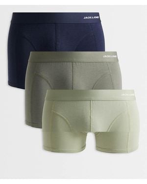 Jack & Jones Pack De 3 Calzoncillos De Color Azul Marino Y Verde De Bambú De