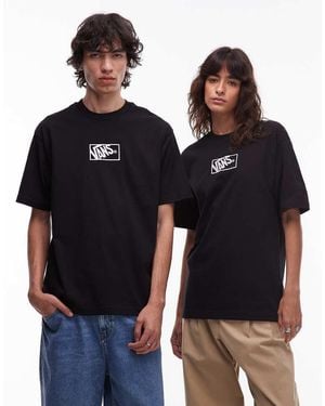 Vans T-Shirt Ampia Nera Con Riquadro Del Logo Al Centro - Blu