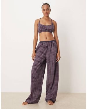 ASOS Asos Design Tall Wide Leg Pajama Pants With Elastic Waistband - Purple