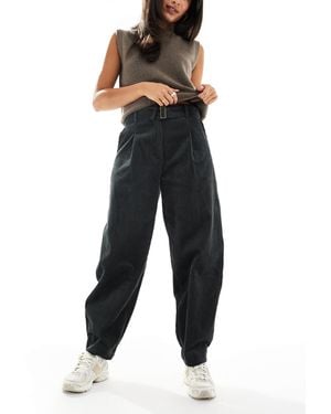 ASOS Cord Barrel Leg Pants With Belt - Blue