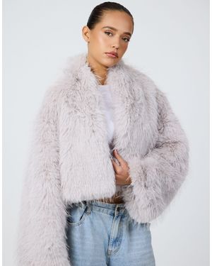 Aria Cove – cropped-jacke aus mongolischem kunstpelz - Grau