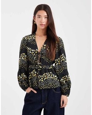 Wednesday's Girl Long Sleeve Floaty Blouse - Black