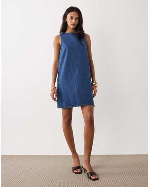 Nobody's Child Izzie Denim Pinafore Mini Dress-blue