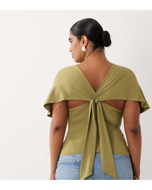 ASOS Asos Design Curve Polyamide Plunge Sleeveless Tie Back Top - Green