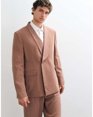 ASOS Double Breasted Wrap Regular Fit Suit Jacket - Brown