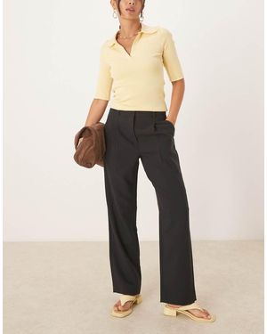 Abercrombie & Fitch Pantaloni Dritti A Vita Alta Neri Di Media Pesantezza - Neutro