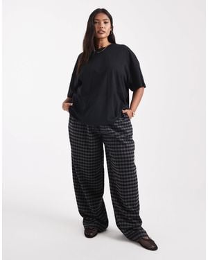 ASOS Curve Pull On Tie Waist Barrel Leg Trousers - Blue