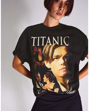 Bershka Short Sleeve Titanic T-shirt - Black