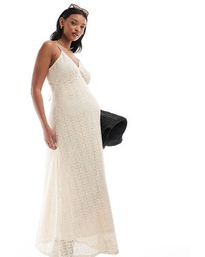 Vero Moda Plunge Front Lace Maxi Dress - White