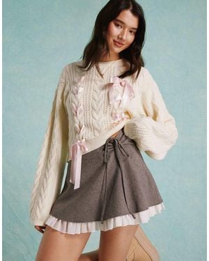 Miss Selfridge Tailored Ruffle Hem Mini Skirt - Grey