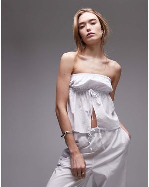 Rhythm Posie Gathered Strapless Top - Grey