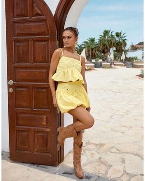 South Beach X Misha Grimes Mirrored Balloon Mini Beach Skirt Co-Ord - Brown