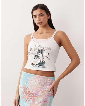 South Beach Beach Bar Double Layer Vest Top - White