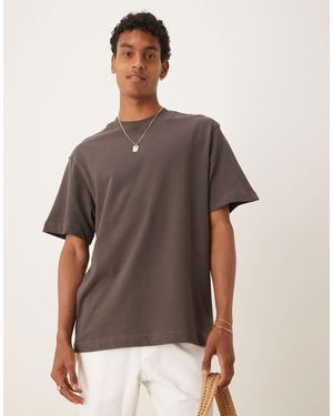 Mango – strukturiertes t-shirt - Braun