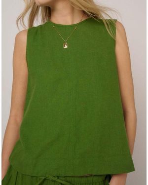 Nobody's Child Linen-Blend Sleeveless Swing Top - Green