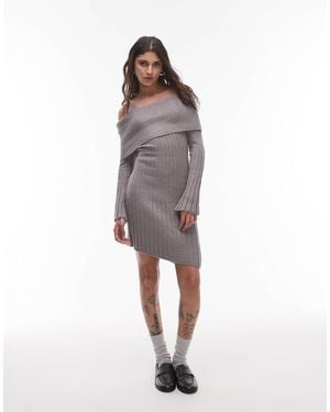 House Of Sunny Ribbed Asymmetric Dress - Grey
