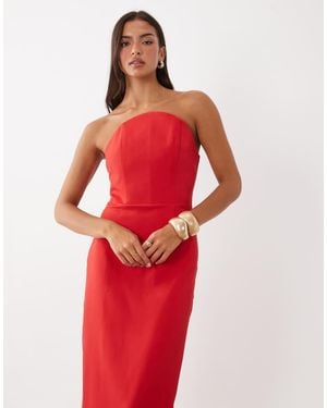 Kaiia Vestido Maxi Bandeau Estructurado Y Curvado En - Rojo